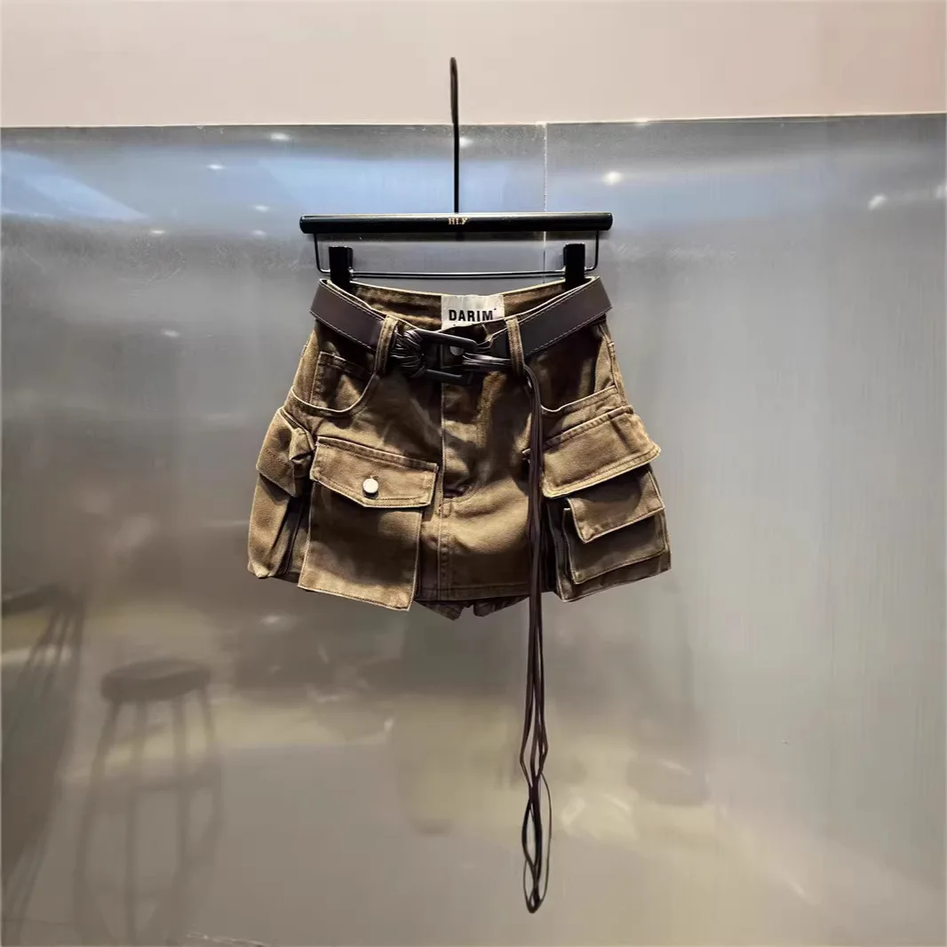 Fashion Tooling Denim Skirt Women's 2026 Spring and Autumn New Multi-pocket Skirt