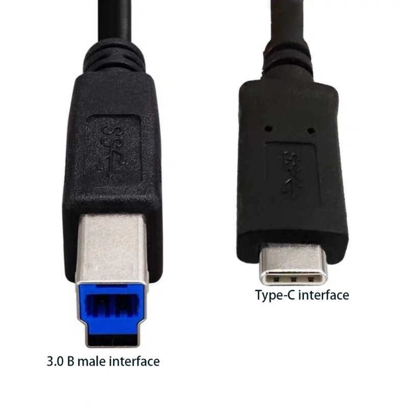 1.8M USB Type-C To USB3.0 B Printer Data Cable Interface Data Transmission Connector for Laptop Printer Hard Disk Scanner