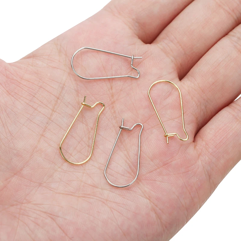 20PCS 20mm 25mm 33mm 38mm Gold Plated Stainless Steel Earring Hook Clasps Earrings Clip Hooks Wire for Jewelry Making Findings