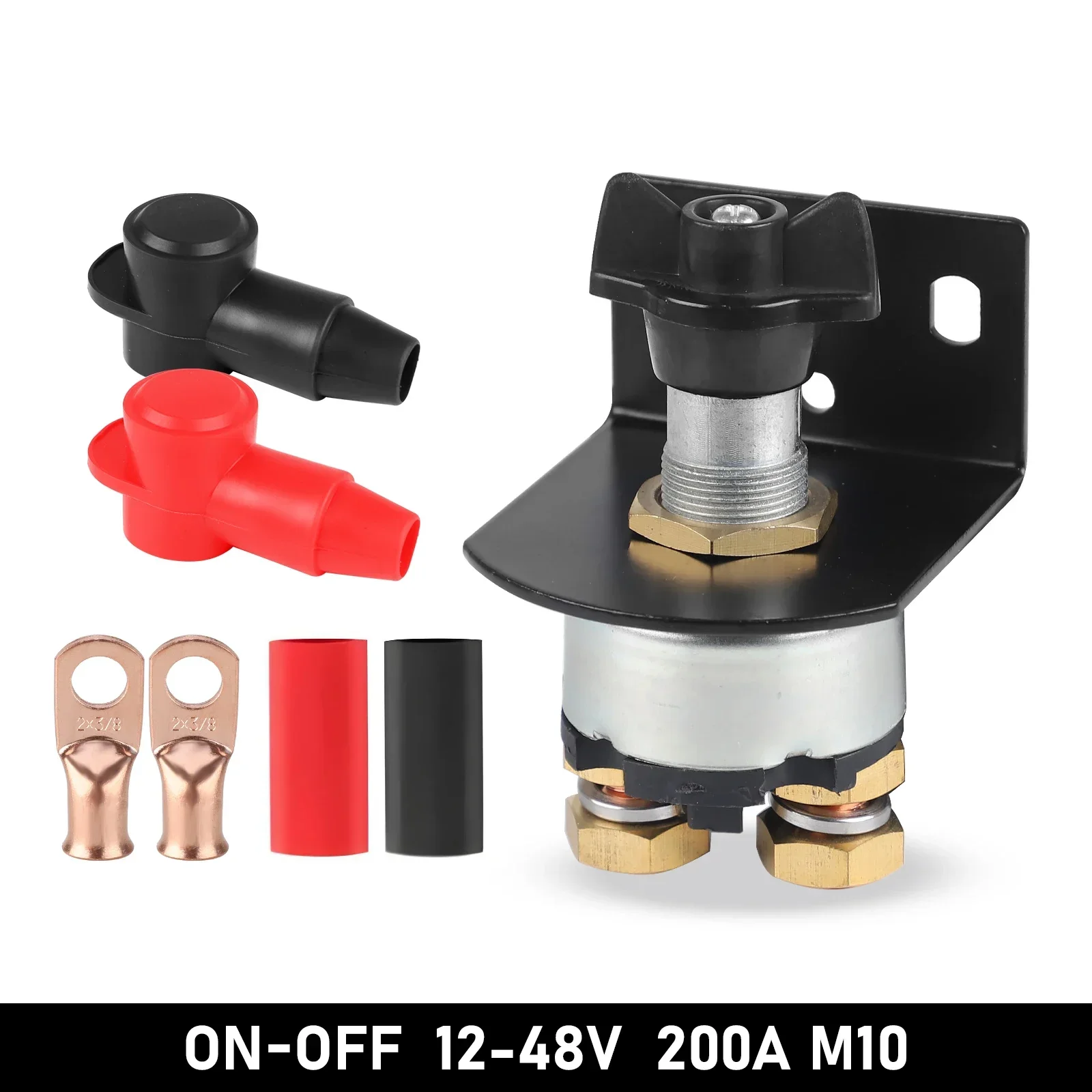 CNSPEED 12–48 V DC 200 A Batterietrennschalter mit Seitenpfosten-Montagehalterung für Auto, Marine, Boot, Wohnmobil, Wohnmobil, Absperrschalter