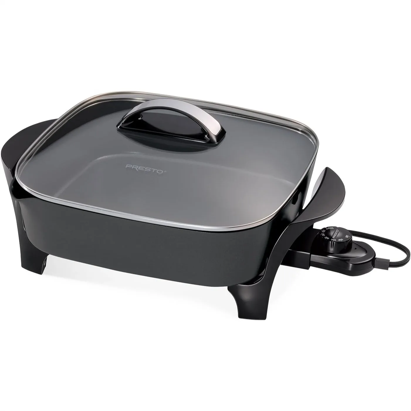 

12" Electric Skillet with Tempered Glass Cover, Nonstick Frying Pan, Automatic Temperature Control for Roasting, Frying