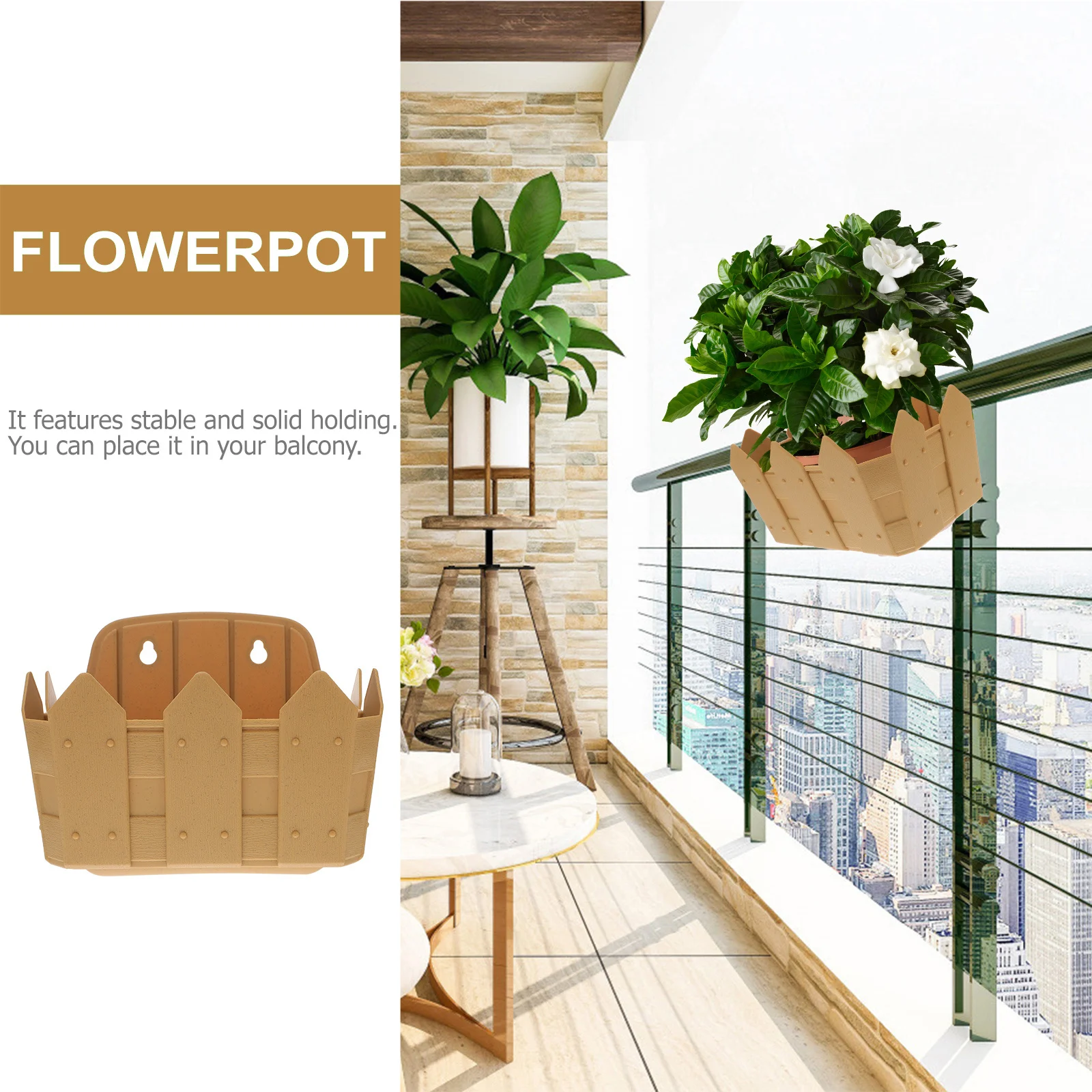 

Resin Wall Hanging Flower Pot Yellow Creative Indoor Outdoor Gardening Container Hanging Planter for Home Office