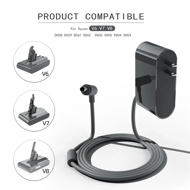 Pengisi Daya Baterai Dapat Diganti Stabil untuk Dyson Portabel V6 V7 V8 26.1V Pengisi Daya Baterai Model Universal dengan Steker AS