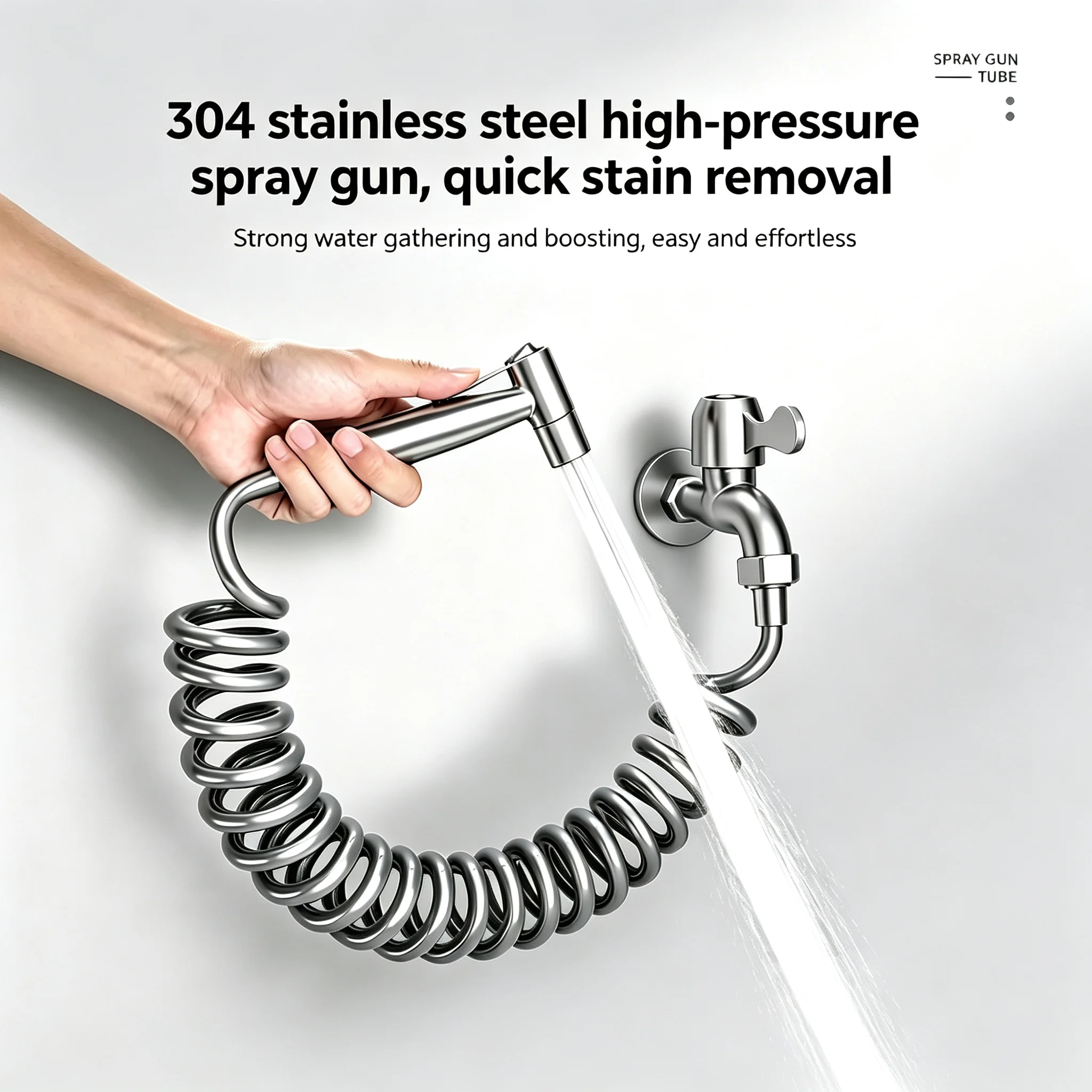 1.5m Spring Shower Hose Flexible Bathroom Water Pipe Compatible With Toilet Spray Gun for Quick Cleaning & Daily Maintenance