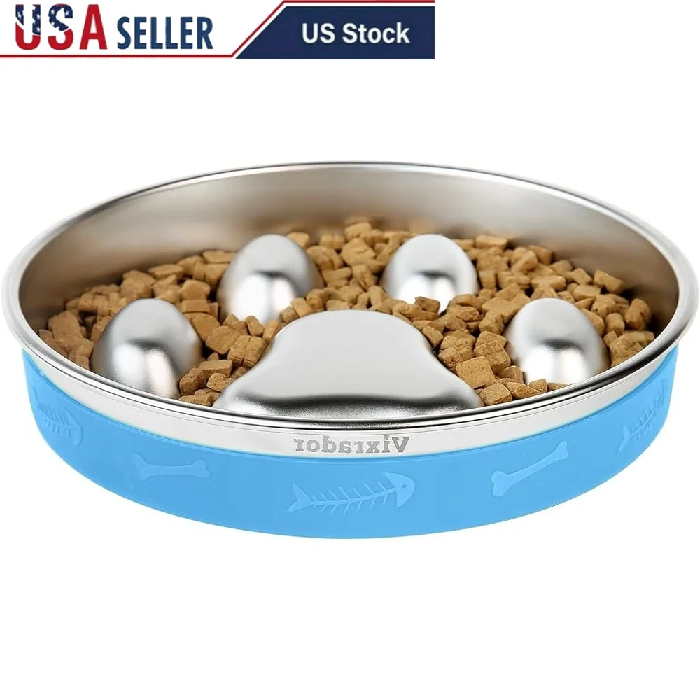 

Non-Slip Stainless Steel Slow Feeder Bowl Dogs Promotes Healthy Eating Speeds Reduces Bloating Suitable Small Medium Breeds