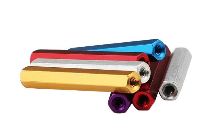 Weiyi Aluminiumlegierungs-Abstandshalter M3*6/8/10/12/15/18/20/21/22/23/25/30/35/37/40/45/50/55/60 Bunte Aluminium-Sechskant-Abstandsbolzen-Muttern – Detail 3