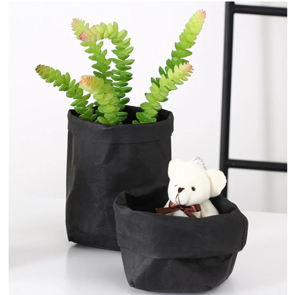 

Washable Kraft Paper Flower Pot Planter Bag Size L Black Durable Reusable Tear Resistant Storage Decorative Kraft Paper Bags