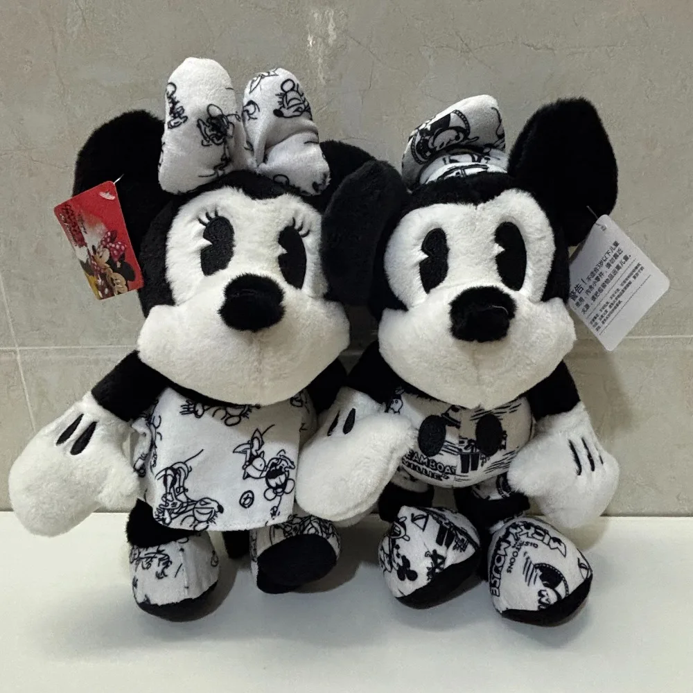 Juguetes de peluche de Mickey y Minnie de Disney de 30cm, figura de dibujos animados, muñeca, decoración de dormitorio, regalo de cumpleaños para niños