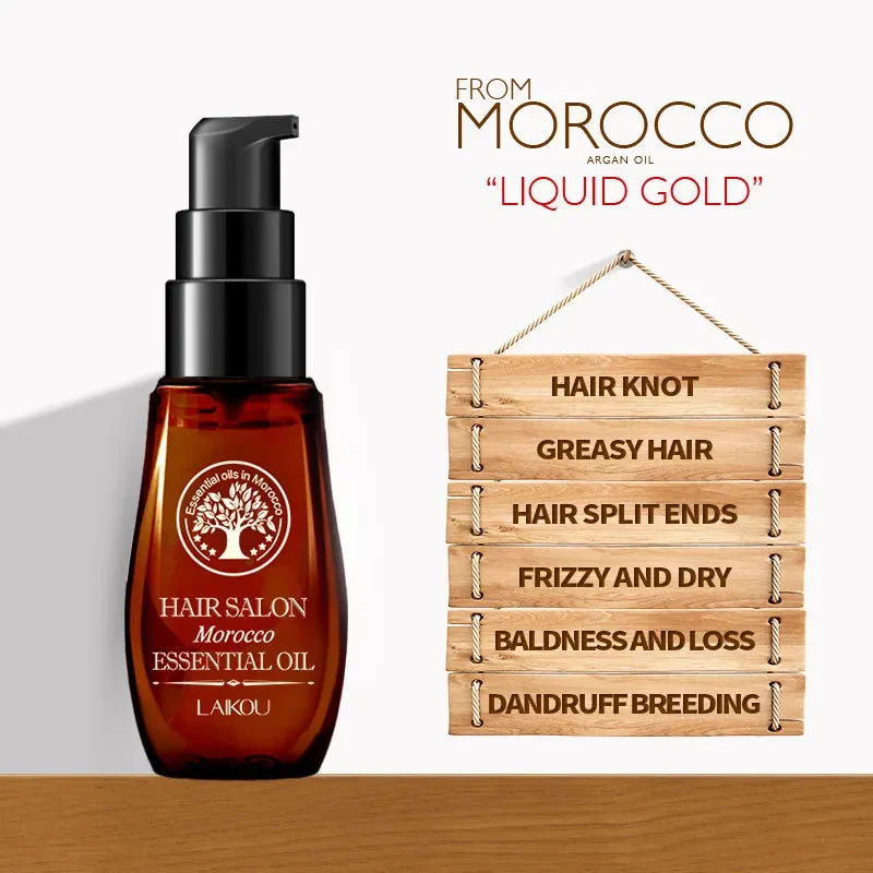 LAIKOU 5Pcs Argan Oil Hair Set 5x40ml Moroccan Pure Argan Oil for Hair Repair Damaged Hair Nourishing Smooth Frizz Control