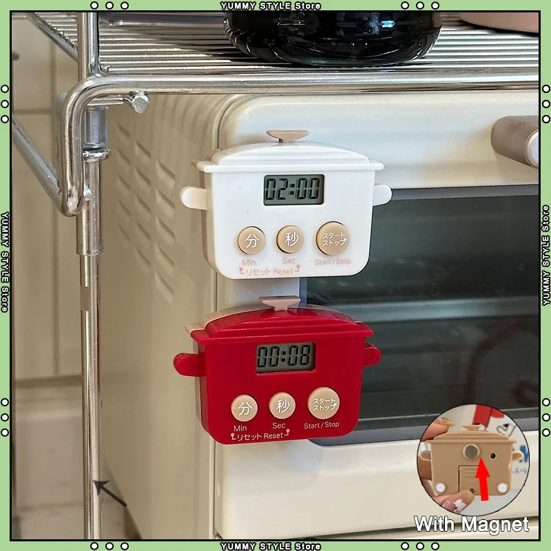 3d Fridge Magnets Mini Magnetic Digital Timer Refrigerator Diy Decoration Accesseries Kitchen Countdown Timer Steamer Shaped