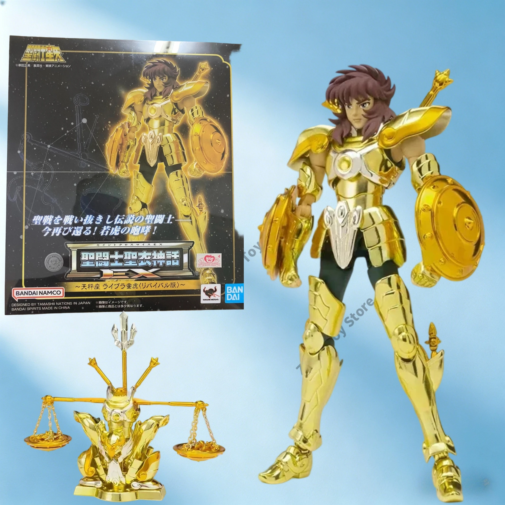 

Фигурка Золотого Святого Докко (Весы) из Saint Seiya - Bandai Saint Cloth Myth EX Revival Version, коллекционная аниме-игрушка с оружием