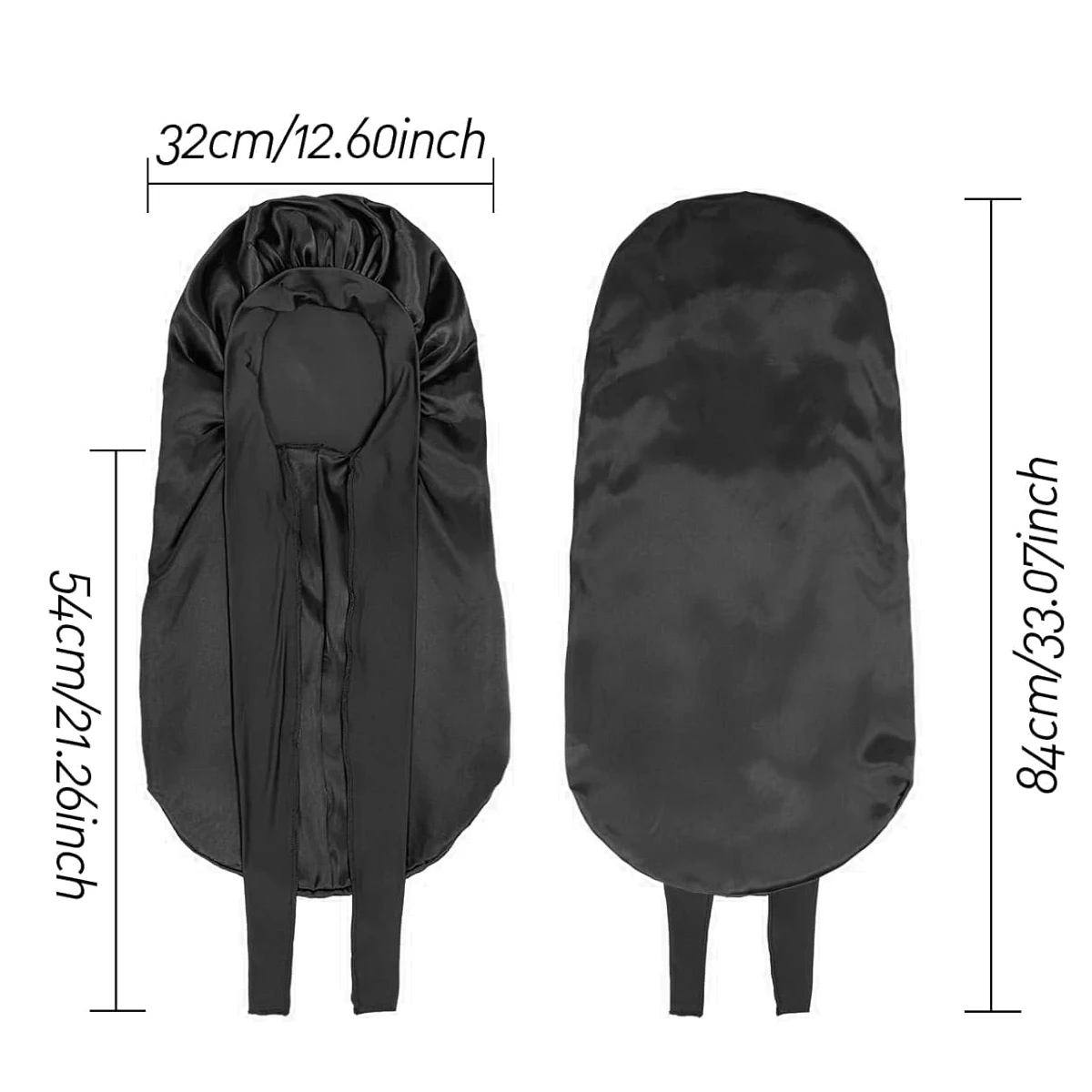 غطاء رأس من الساتان الناعم الحريري الطويل للشعر الطبيعي والشعر المجعد، قبعة شعر كبيرة الحجم جدًا مع ربطة عنق للنوم الليلي المريح