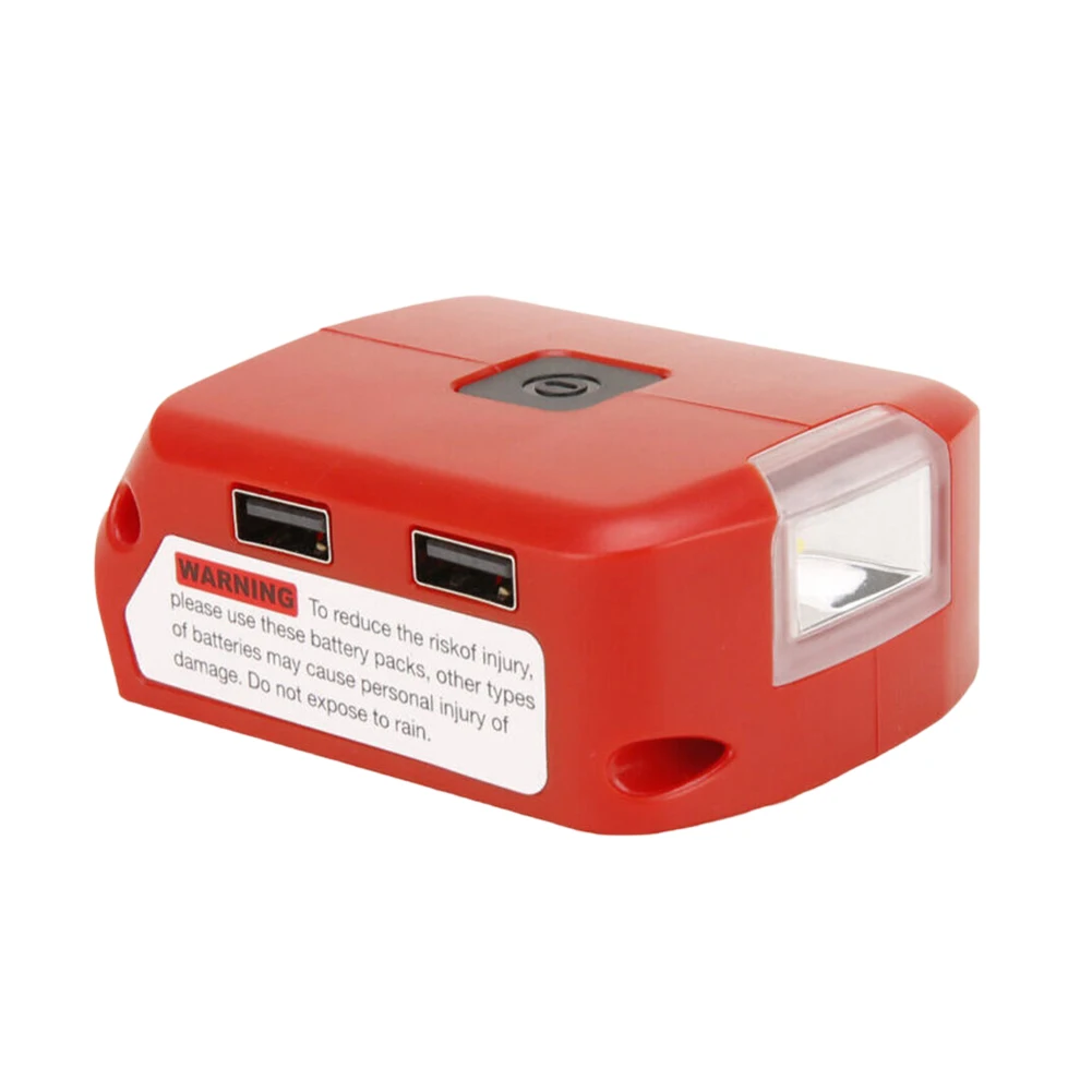 12V 2A Battery Adapter Dual USB Battery Converter with LED Light Battery Power Adapter 18V Power Source for Milwaukee