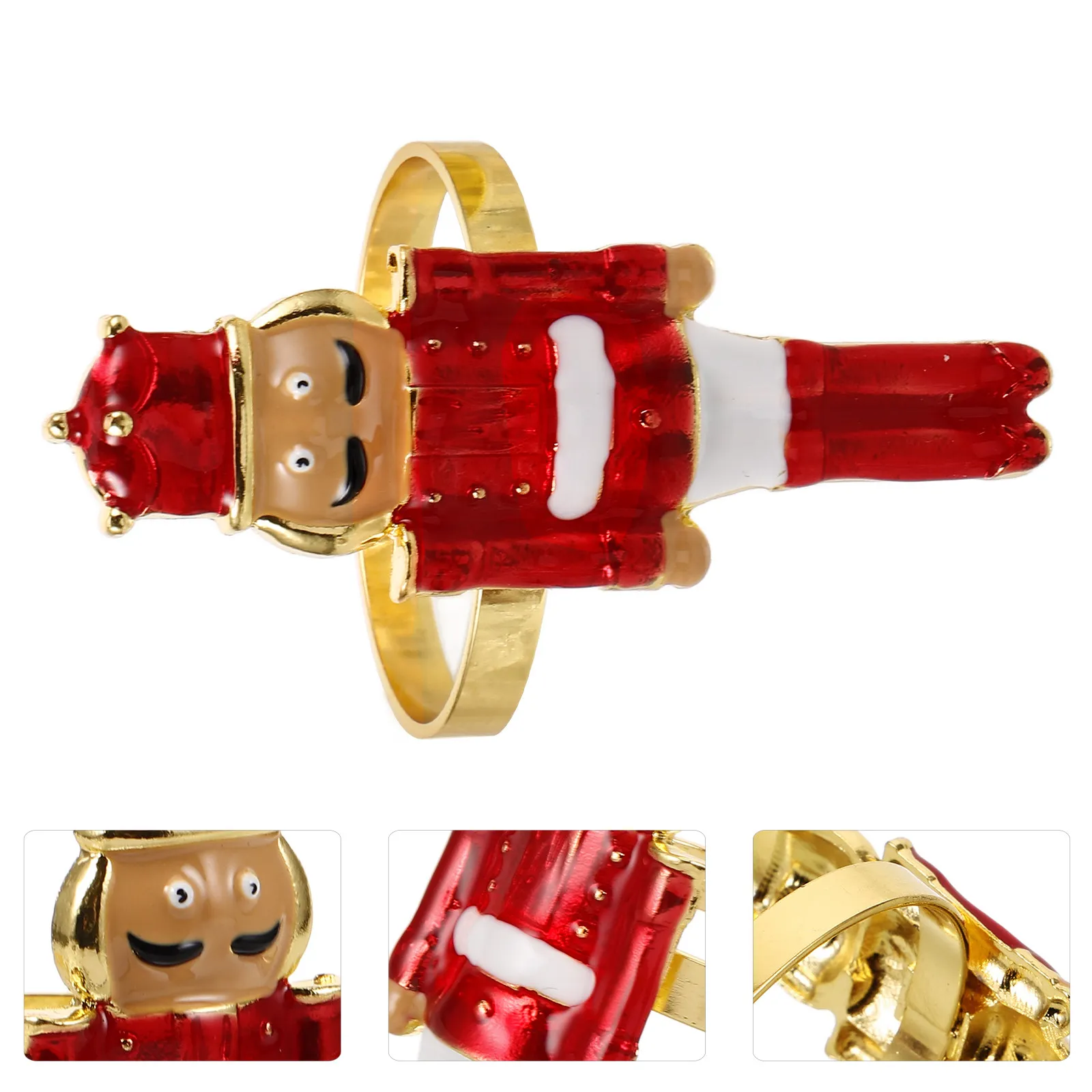2Pcs Red Nutcracker Napkin Rings Metal Soldier Design Holiday Table Setting Accessories Christmas Eve Table Decor Festive Napkin