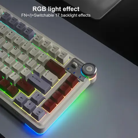 Aula AU75 claviers mécaniques de jeu sans fil Tri-Mode 2.4G/BT/filaire échangeable à chaud avec bouton multimédia rétro-éclairé rvb 75 claviers clés