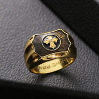 Europe and The United States New Trend Simple Retro Man-made Onyx Cross Faith and Power Ring Party Men's Finger Ring Accessories