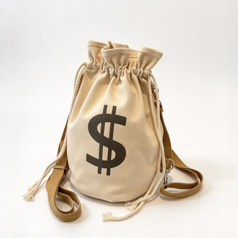 Canvas Bucket Bag Canvas Bucket Bag Drawstring Crossbody Backpack Dollar Sign Print Large Capacity Multi Wear Canvas Bag For Dai