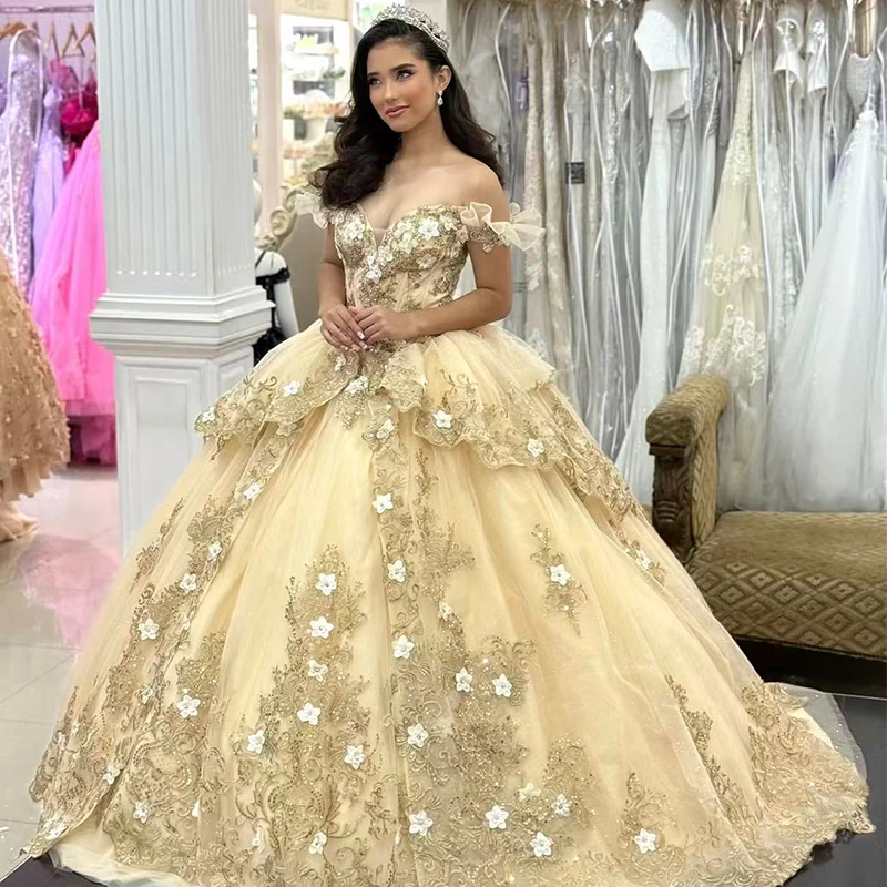 

Graceful Quinceneara Dress Embroidery Ruffled Organza Ballgown Sleeveless V-Neck Customized Formal Party Bow Vestido De Noche ﻿