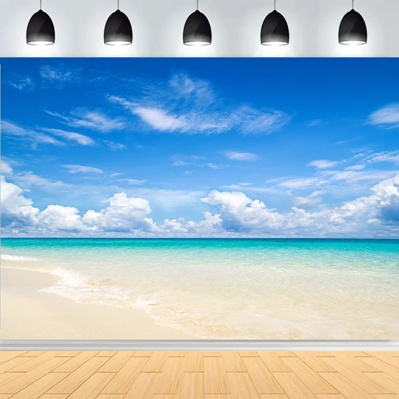 جميلة جزيرة الجنة شجرة نخيل جوز الهند خلفيات للتصوير الفوتوغرافي جزر المالديف شاطئ استوائي البحر السماء الزرقاء خلفية الصيف AB-02