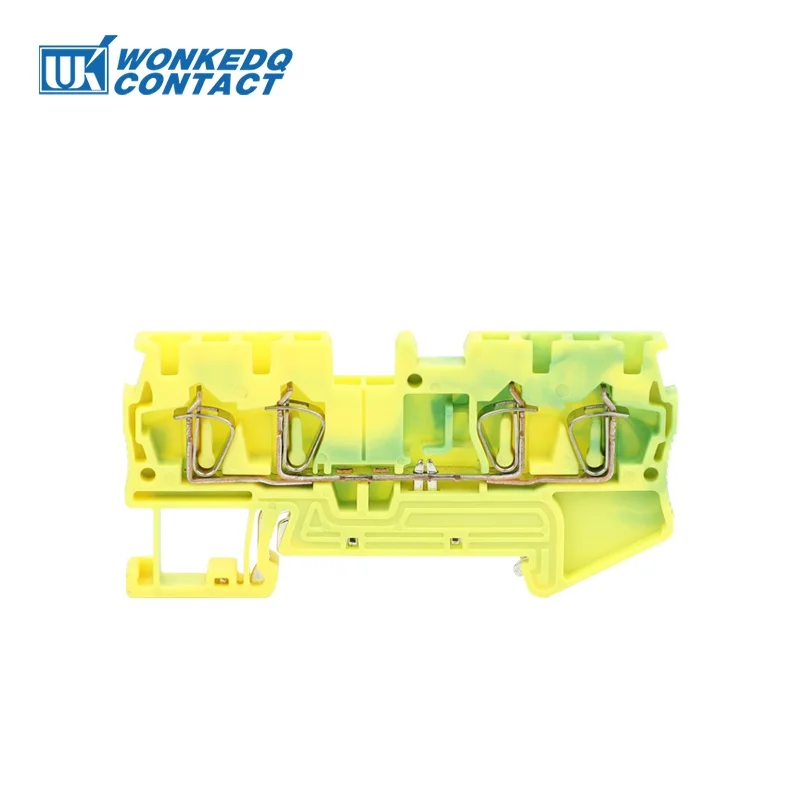 ST2.5-QU-PE Earthing Spring Cage Terminal Block Connector 2-in/out 2.5mm² Electric Ground Mount on Din Rail ST 2.5-QUATTRO