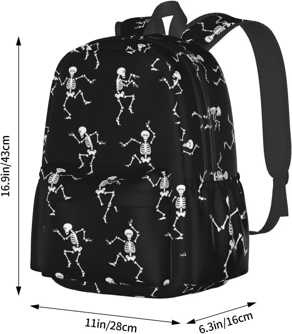 Halloween Dancing Skeleton School Backpack Casual Sports Goth Skull Bookbag Travel Laptop for Students Boys Girls