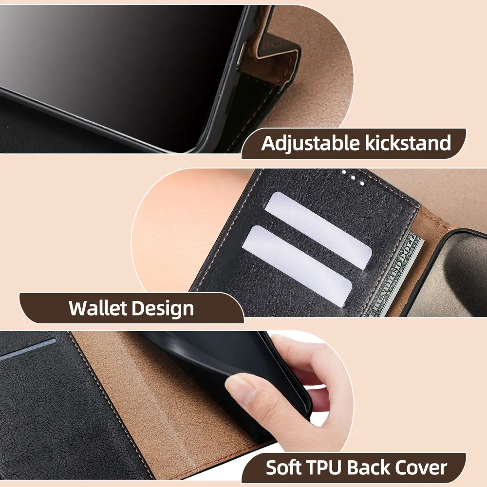 For POCO X7 Pro 5G Leather Flip Phone Case Business Protect Wallet Cover for Xiaomi Poco X7 M7 Pro Poco C75 Magnetic Book Case