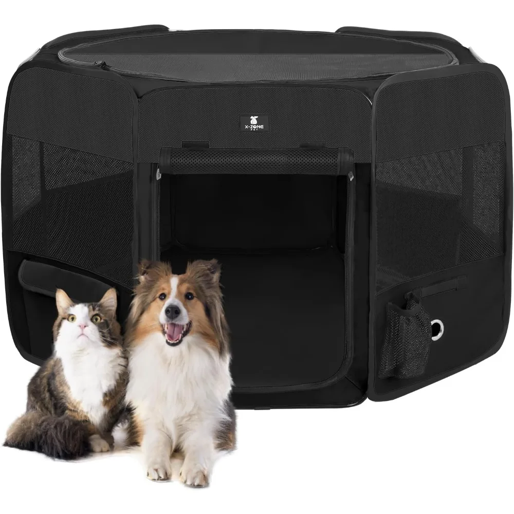 Dog Playpen Portable Pet Play Pens for Puppies, Cat, Rabbit, Chicks, Foldable Exercise Play Tent Kennel Crate