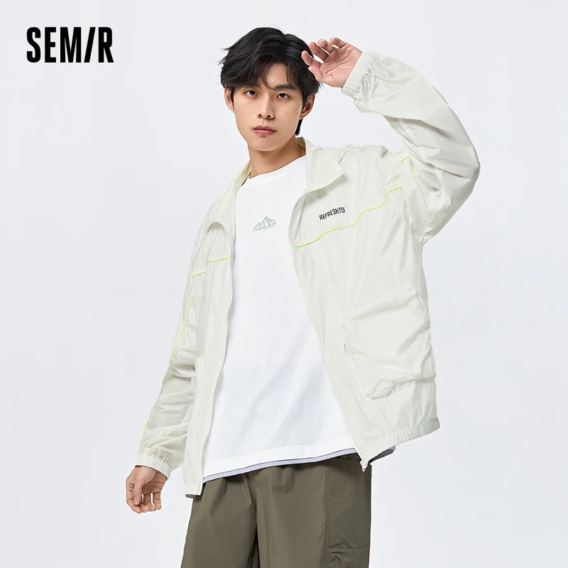 Semir Coat Men 2024 Summer New Jacket Loose Letter Print Couple Fashion Comfort Hooded Jacket For Man