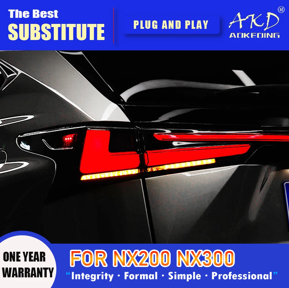 AKD Tail Lamp for Lexus NX NX200t LED Tail Light 2015-2021 NX300h NX200 NX300 Rear Fog Brake Turn Signal Automotive Accessories