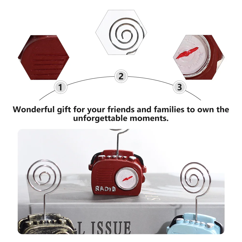 

1Pcs Retro Phone Radio Shape Cards Clip Practical Note Photo Holder Desktop Decor for Wedding Office Home Cards Clip