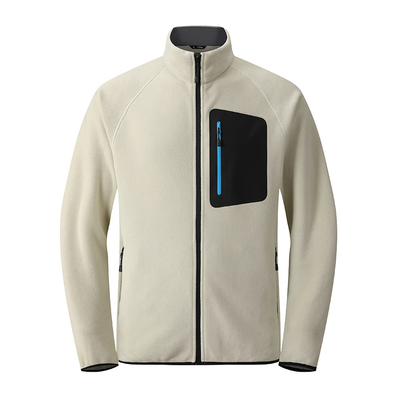 Men's Stretch Fleece Jacket – Soft, Breathable & Structured Full-Zip Cardigan with Classic Stand Collar Casual & Outdoor Wear