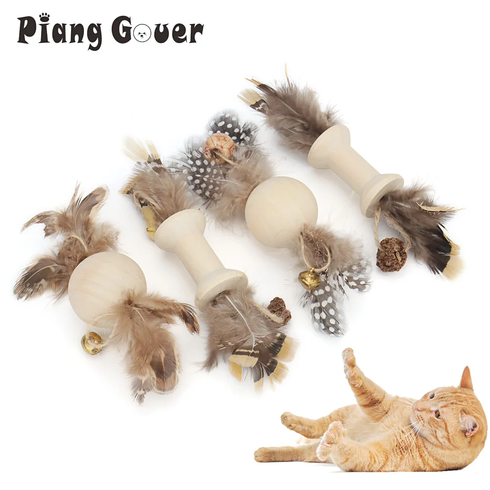 3pcs Random Cat Teaser toy Wood Feather Cat Toy Pet Supplies