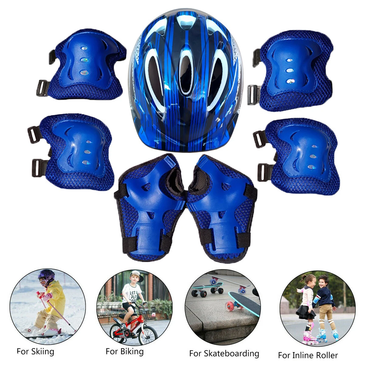 Adjustable Children's Balance Bike Protector Skates Clear Wheel Helmet Roller Blade Helmet Protector Helmet Set of 7