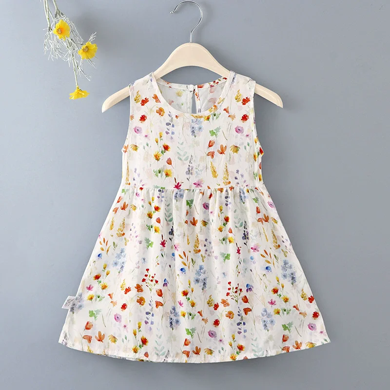

Summer Cute Kids Dress Baby Girls Clothes Sleeveless Print Children Dresses Cotton Toddler Princess Party Sundress Girl Clothing