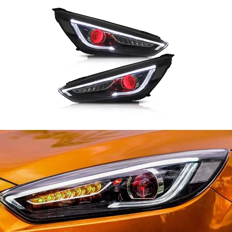 manufacturer for car headlight for Focus 2015 2016 2017 LED head light with moving signal with demon eye plug and play