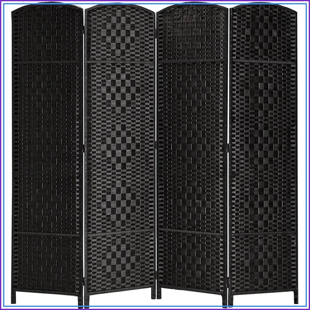 Room Divider 4 Panel Folding Privacy Screen Black Portable Partition
