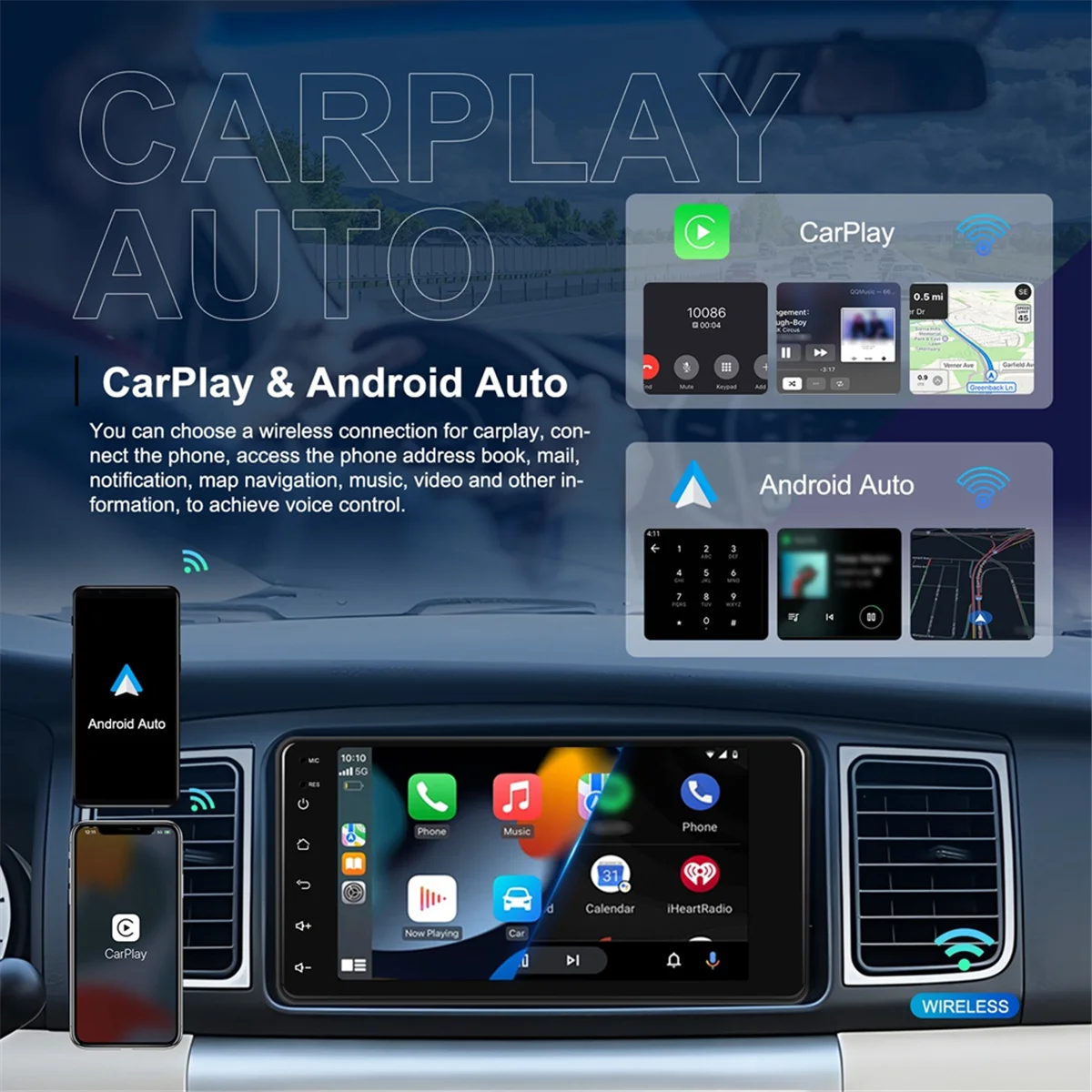 Pemutar Multimedia Otomatis Android Carplay Radio Mobil 7In Android 15 untuk Prado 4Runner,2G+64G