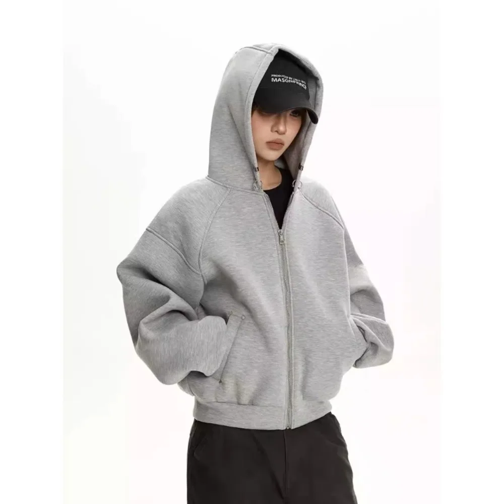 

Korean Retro Women's Zip Up Hoodie Sweatshirt Autumn Winter Fashion Harajuku Loose Hoodie Jacket Y2k Streetwear Women