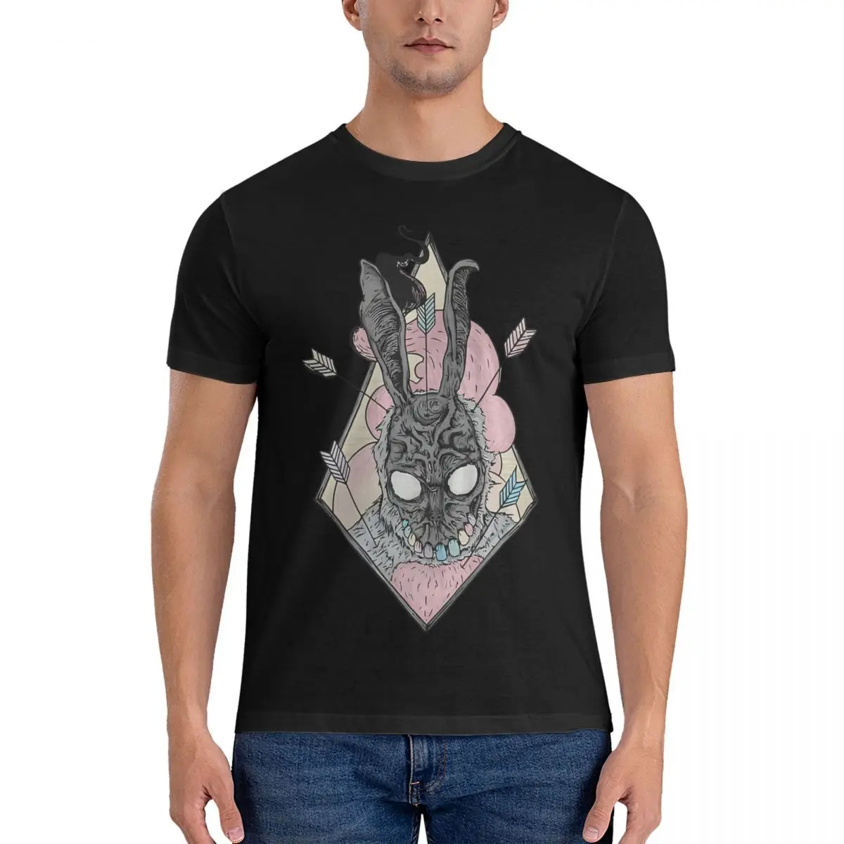 Men T-Shirts Donnie Darko Leisure Cotton Tee Shirt Short Sleeve Donnie Darko T Shirt Round Collar Clothing Printing