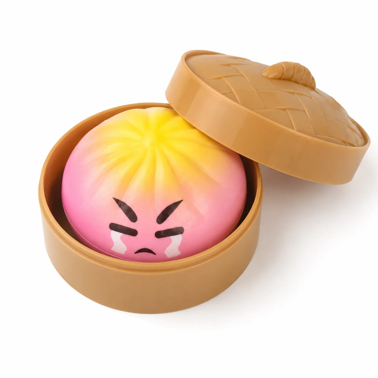 

6cm PU Steamed Bun Slow Rebound Squishies With Steamer Cases, Stress Relief Squeeze Desk Decor For Office, Home, Party Favors And Gifts, Random Color & Expression