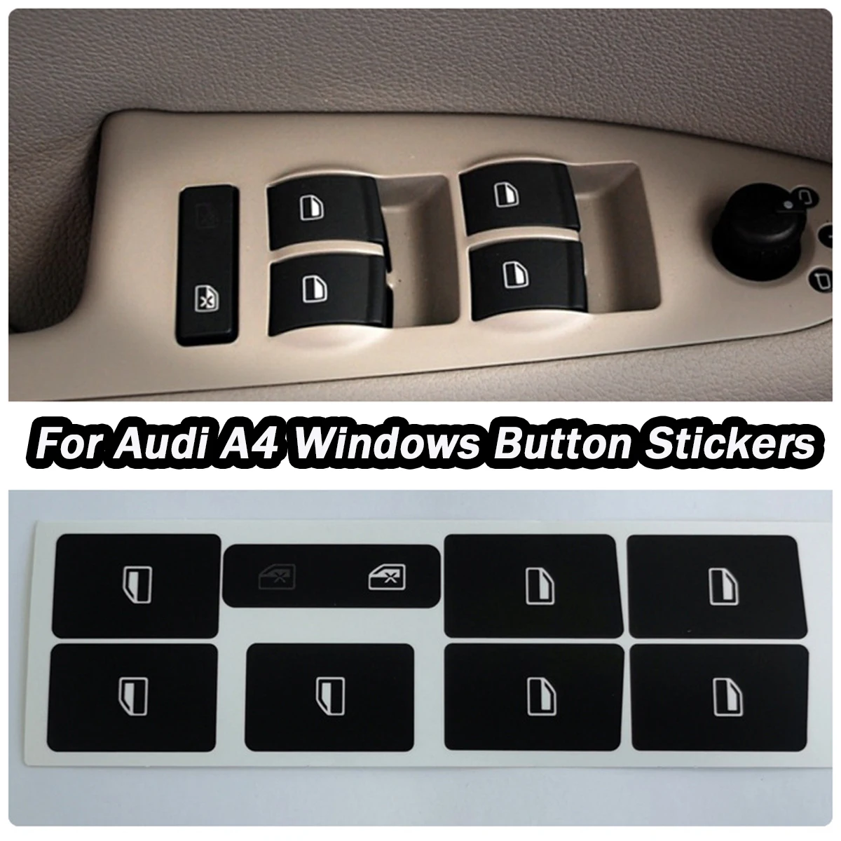 Window Switch Button Repair Sticker for Audi A4 2004-2008, Restore Worn Car Window Master Control Cover
