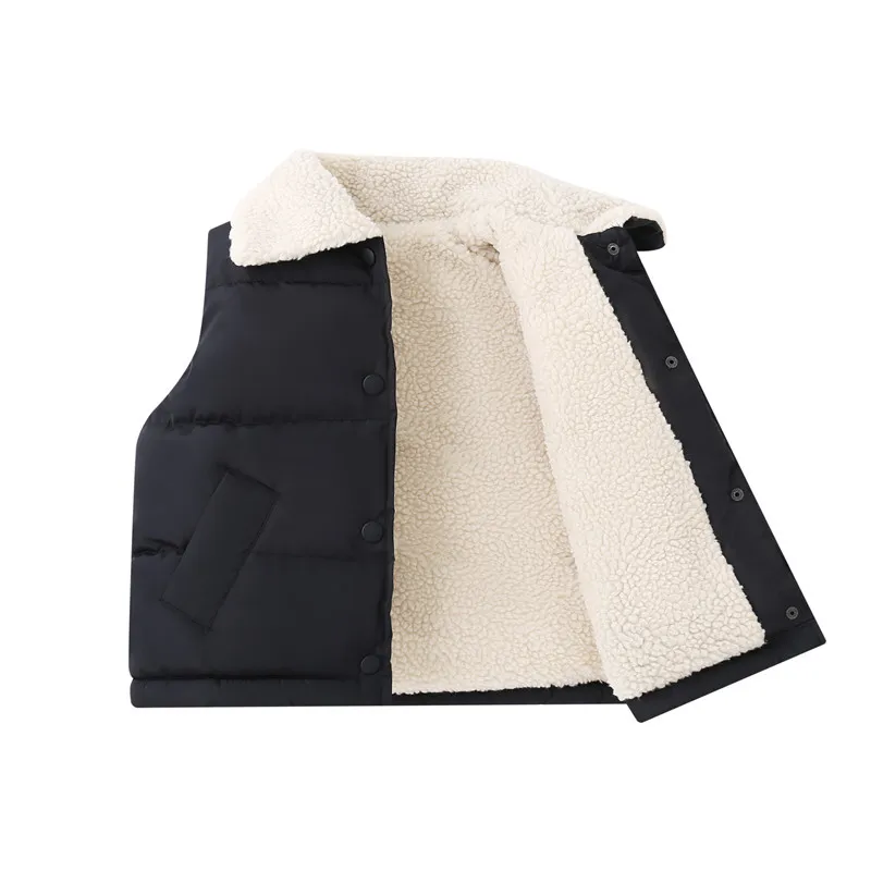2024 Autumn Winter Girls Boys Casual Single Fleece Thick Warm Vest Kids Waistcoat 2-10 Years