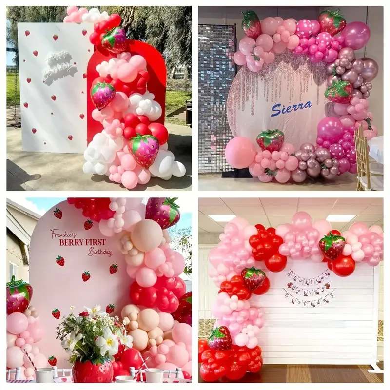 Fruit Cute Strawberry Aluminum Film Balloon Set Birthday Decoration Boy Girl Adult Woman Man Party Decorations Graduation