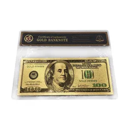 American us dollars 100 GOLD Banknote movies fake money with COA bag for Souvenir Gifts Collection prop money