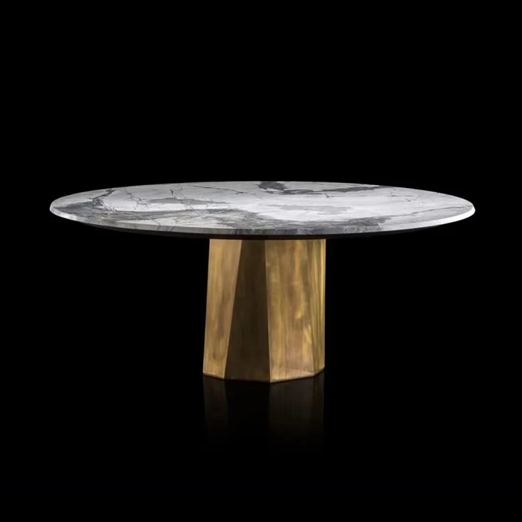 yi-Luxury Calacatta Viola Marble Dining Table Customizable Modern Italian Light Luxury Dining Room Furniture for Villa Hotel-