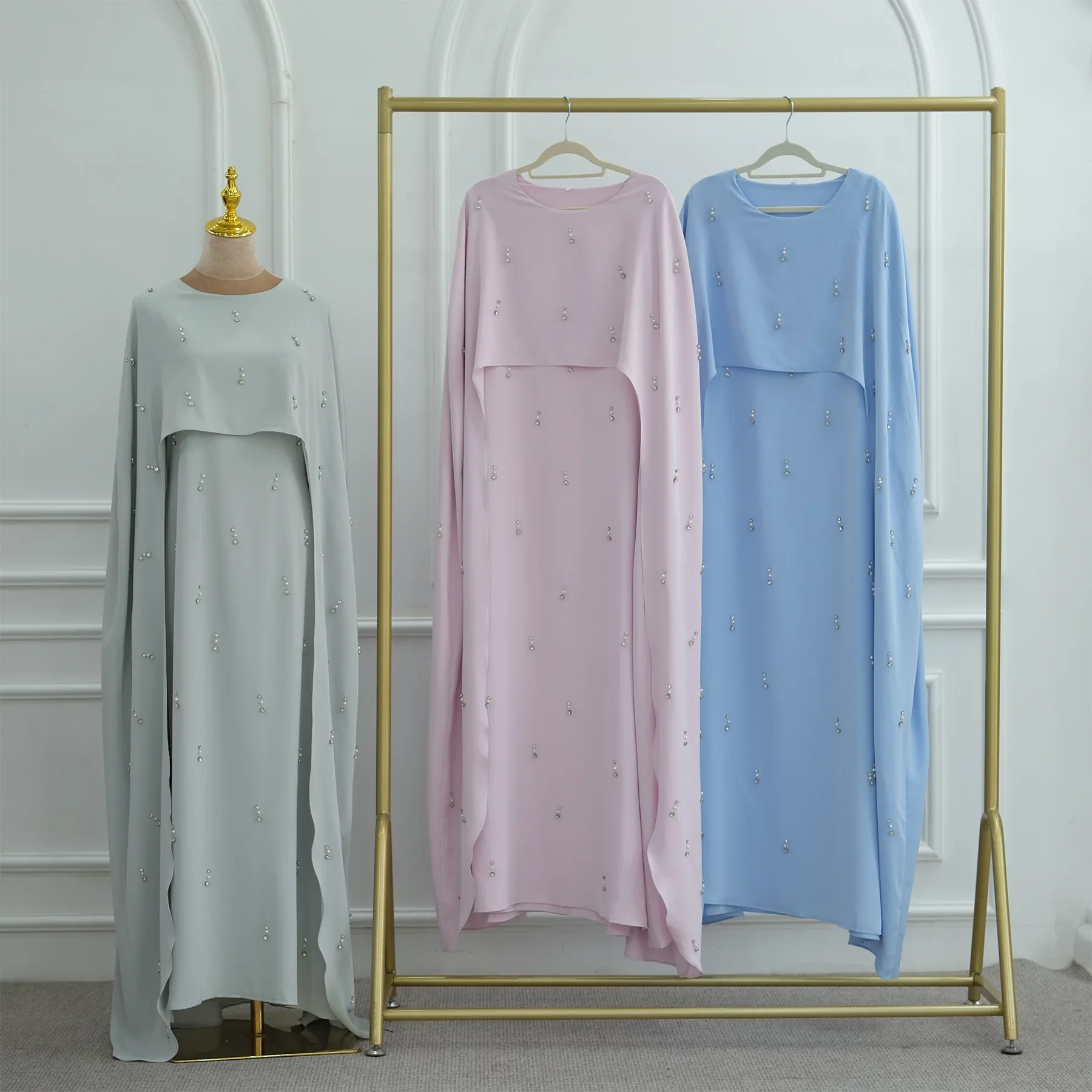 

2PCS Cape Abaya Muslim Sets for Women Evening Party Dress Dubai Kaftan Kebaya Caftan Marocain Femme Robe Islam Jalabiya Djellaba