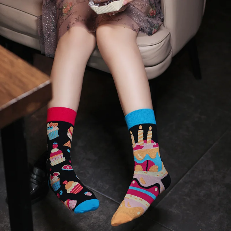 Original innovation fashion asymmetrical male and female couples AB trendy socks fun personality in tube socks fashion style