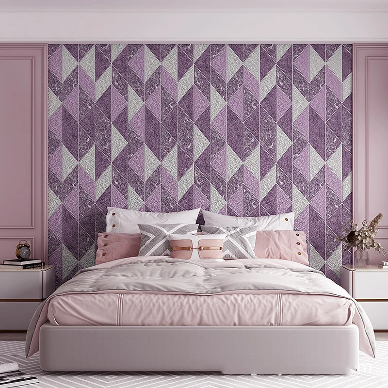 

Light Luxury Deerskin Velvet Wallpaper 3D Rhombus Film Television Background Wall Non-woven Mottled Pattern Bedroom Wallpaper