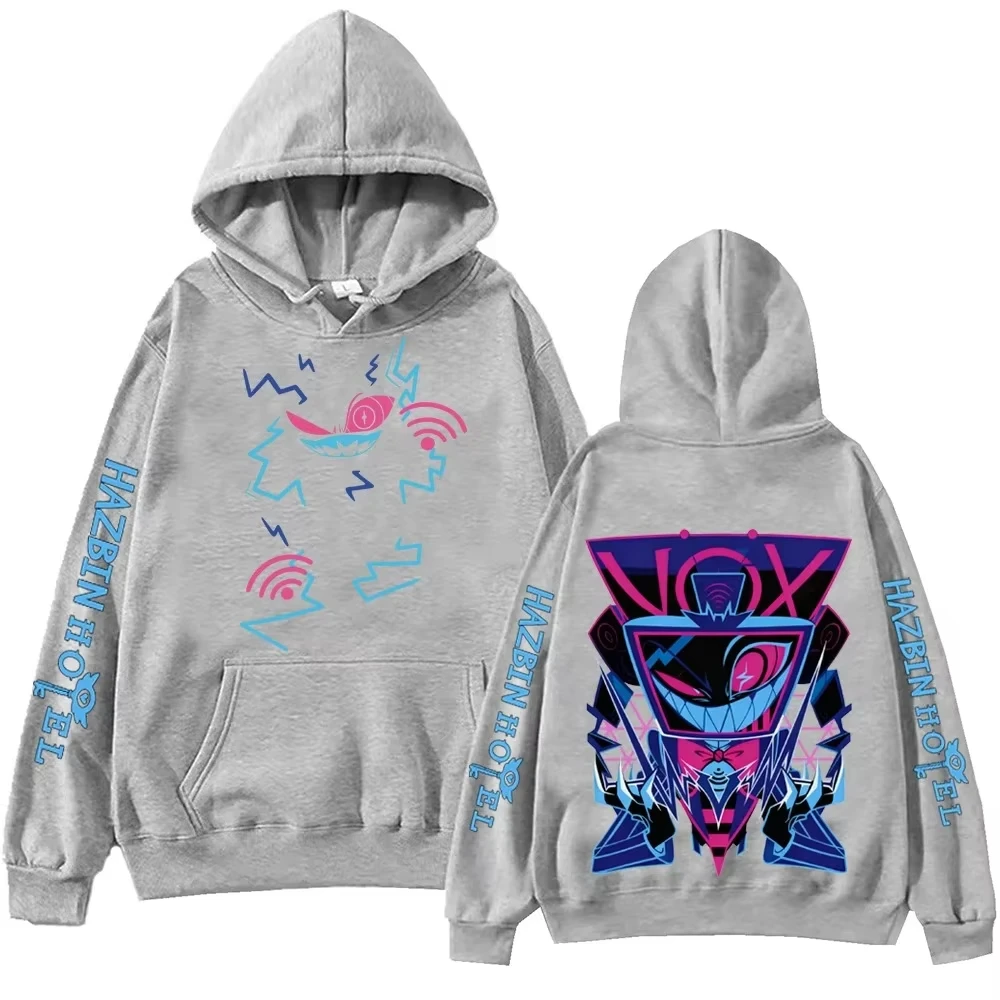 Hazbin Hotel Vox Grafik-Hoodie, Unisex, Anime-TV-Dämonen-Print, lässiger Oversize-Sweatshirt, Harajuku-Streetwear, Kapuzenpullover, Oberteil – Detail 4
