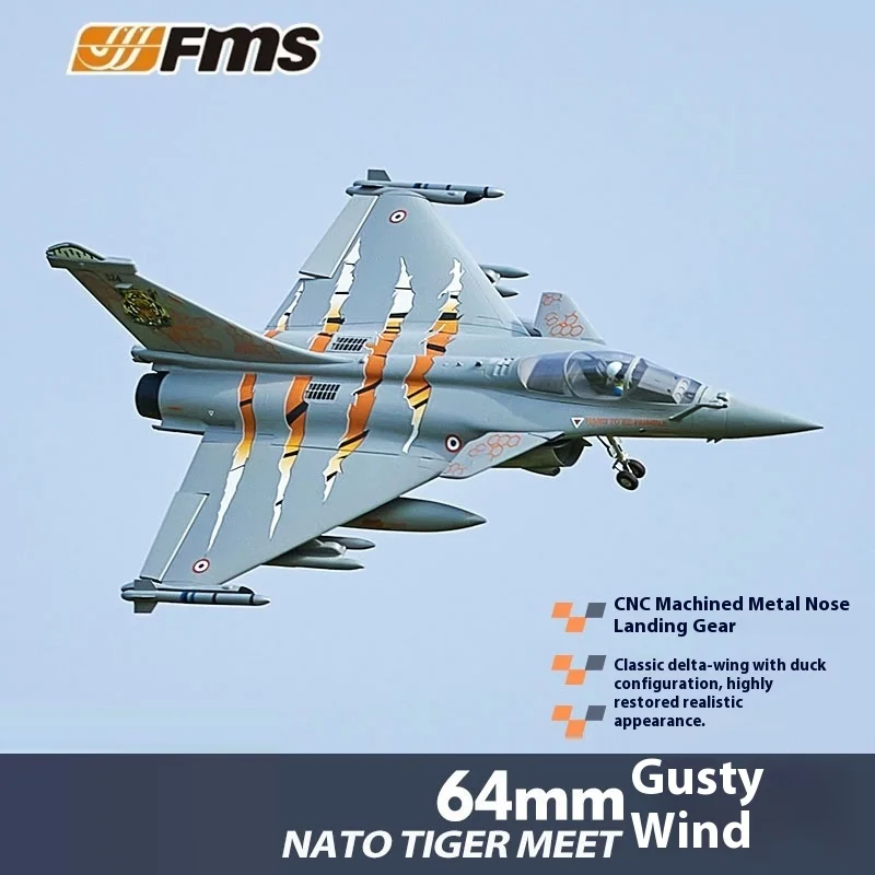 

FMS 64mm EDF Rafale Realistic Attack Jet Fixed Wing RC Plane Electric Remote Control Model Aircraft for Adults Toys